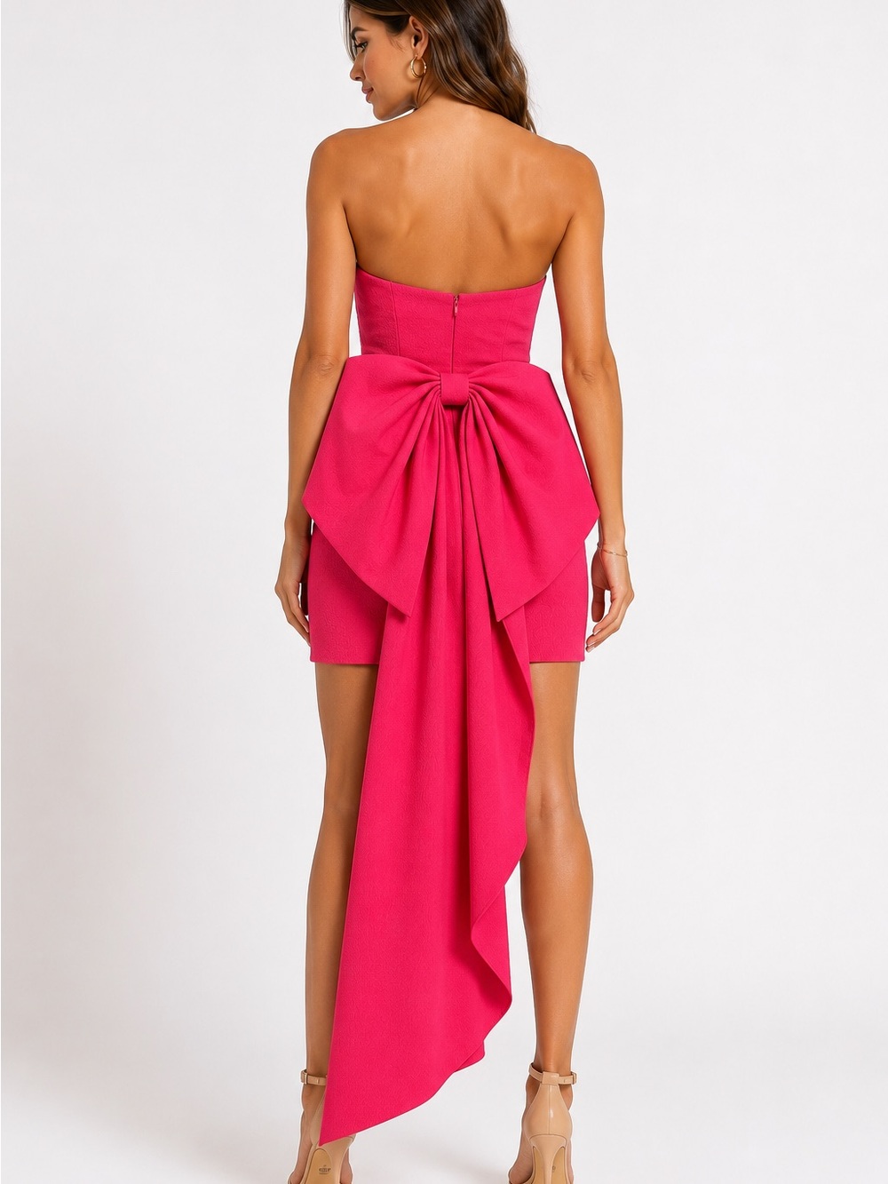 Rebecca Vallance Pink Strapless Mini Dress Back Bow Cocktail Party Saze 2